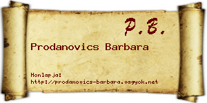 Prodanovics Barbara névjegykártya